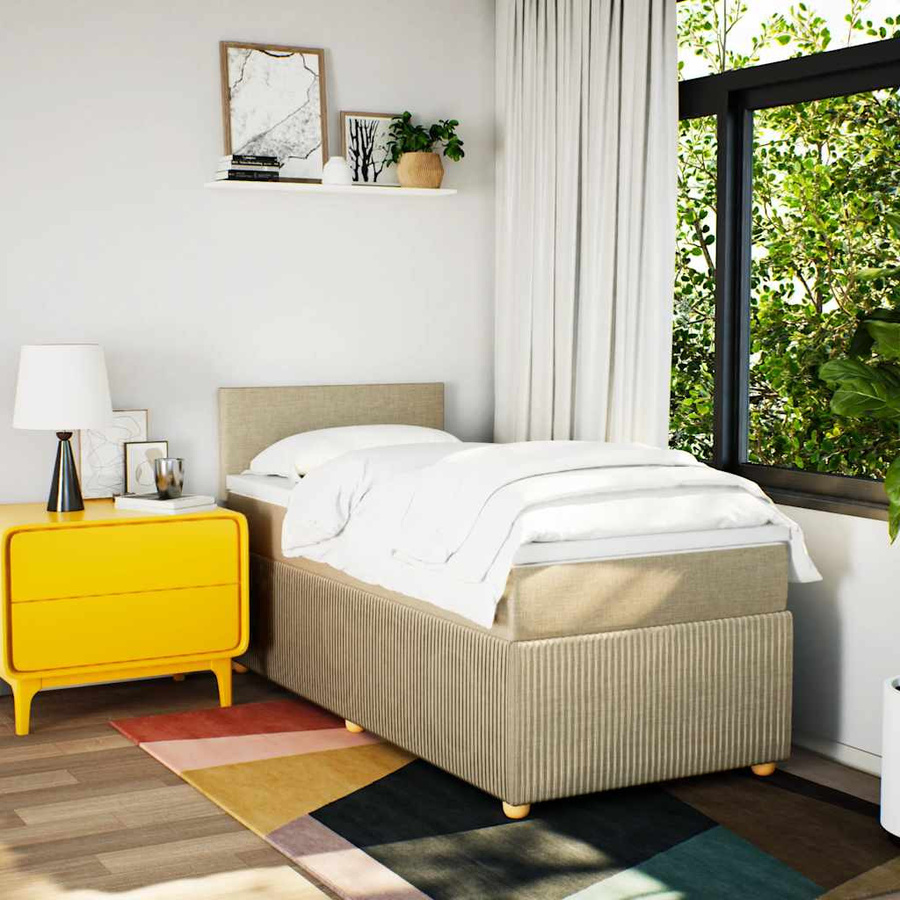 vidaXL Boxspringbett mit Matratze in Beige, Hybrid-Design mit USB-Ladeport und Unterbettbeleuchtung, B/T/H: 80 x 200 cm - Bild 2