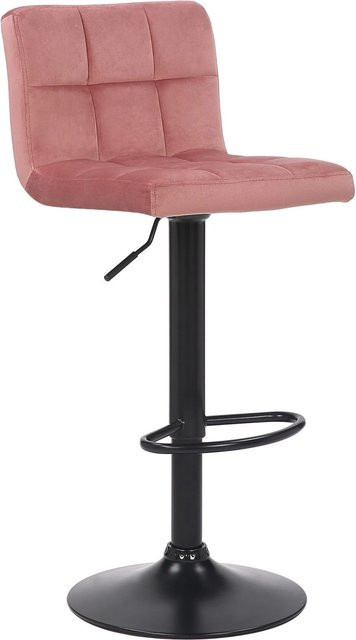 CLP Barhocker Feni modern aus Samt in Pink mit schwarzem Metallgestell - Bild 1