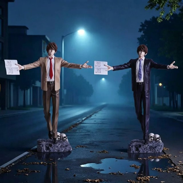 Bandai Death Note Light Yagami Anzug & Schuluniform Version, Anime PVC Figur, Desktop-Ornament - Bild 1
