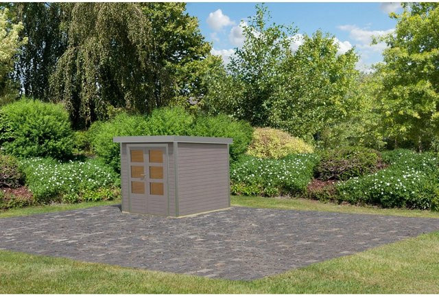 Karibu Gartenhaus Diego D in Wassergrau/Graualuminium, B/T/H: 208,5 x 209 x 213 cm - Bild 1