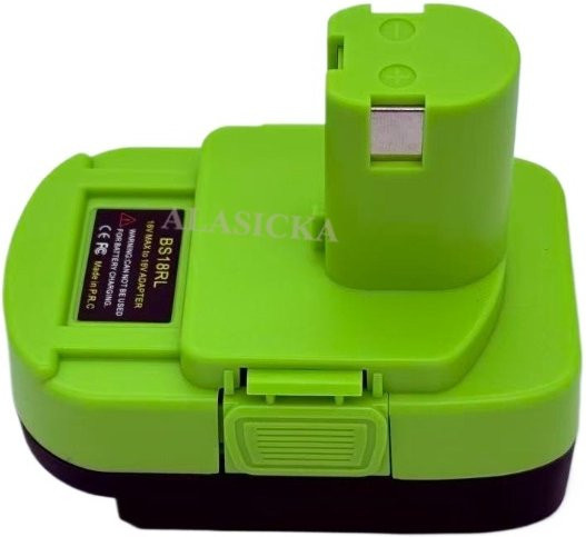 Bosch Batterie Adapter Konverter für Ryobi 18V Akkus, Farbe: Grün - Bild 1