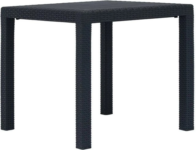 Furnicato Gartentisch in Anthrazit mit Rattan-Optik aus Kunststoff, B/T/H: 79 x 79 x 72 cm - Bild 1