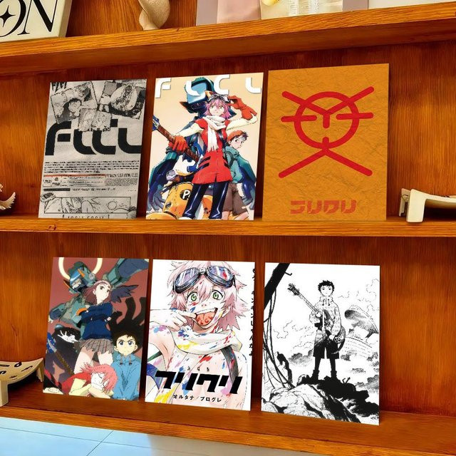 FLCL Anime Vintage selbstklebendes Kunstposter Bilibili Wandaufkleber Mehrfarbig B: 15,0 cm, H: 10,0 cm - Bild 1