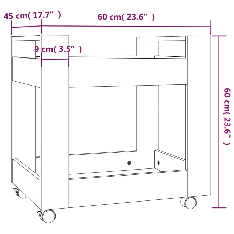 vidaXL Bürowagen aus Holzwerkstoff in Betongrau, B/T/H: 60 x 45 x 60 cm - Bild 3