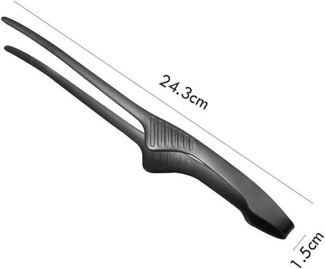 Yiran Furniture BBQ Grillzange aus Edelstahl in Schwarz für Picknick und Küche - Bild 1