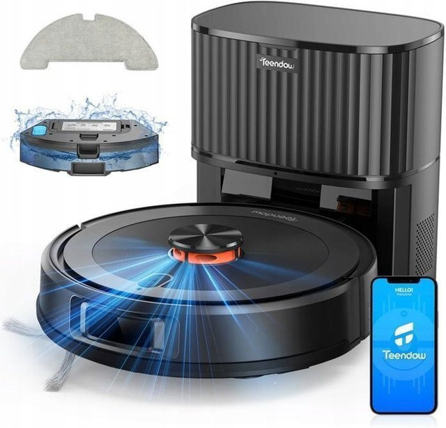 Saugroboter TEENDOW D10S MAX in Schwarz mit Laser-Navigation, 5000 Pa Saugkraft und App-Steuerung - Bild 1