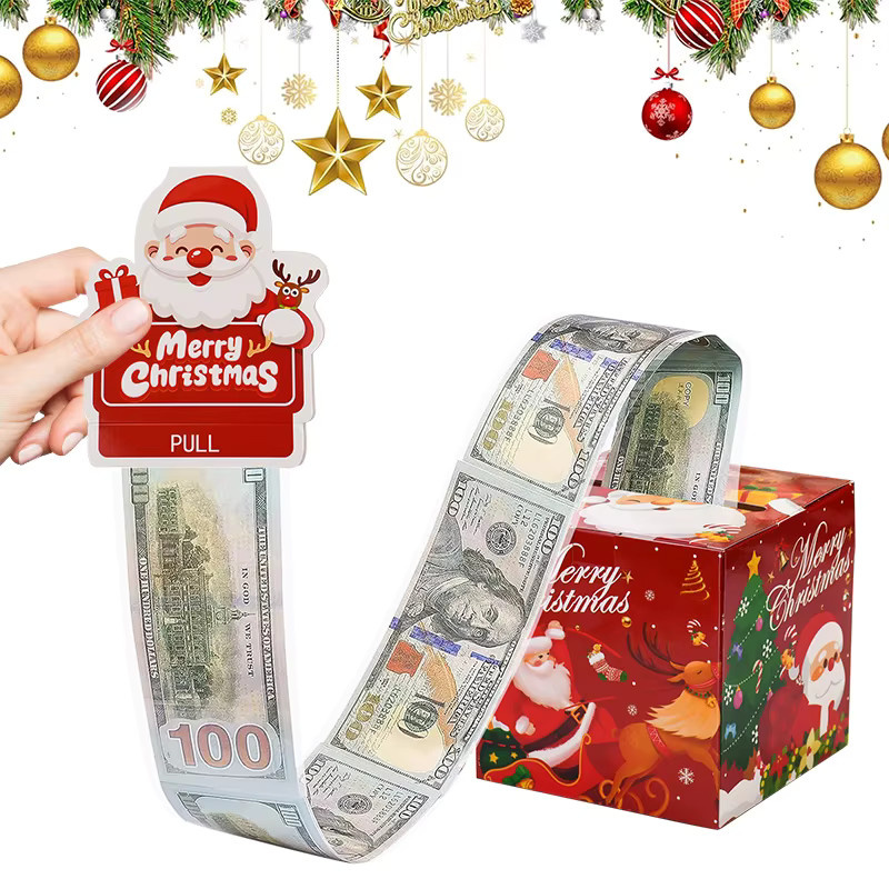ZQNYCY Weihnachts-Geldgeschenkbox mit 52 transparenten Taschen für Bargeld, Multicolor, DIY Überraschungsbox für Kinder zu Weihnachten und Neujahr - Bild 6