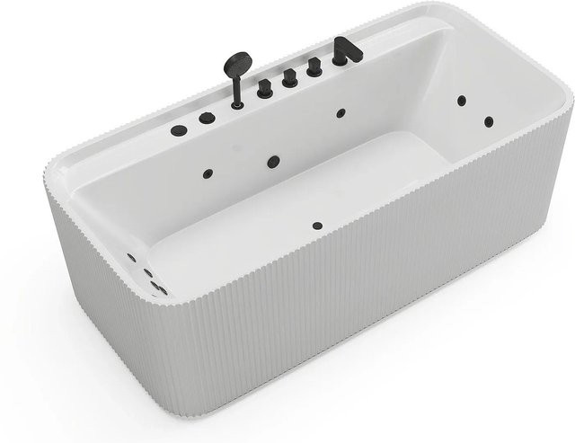 Whirlpoolbadewanne Vente-unique Sizora in Weiß mit Wasserstrahl-Funktion, rechteckig, Breite: 170 cm - Bild 1
