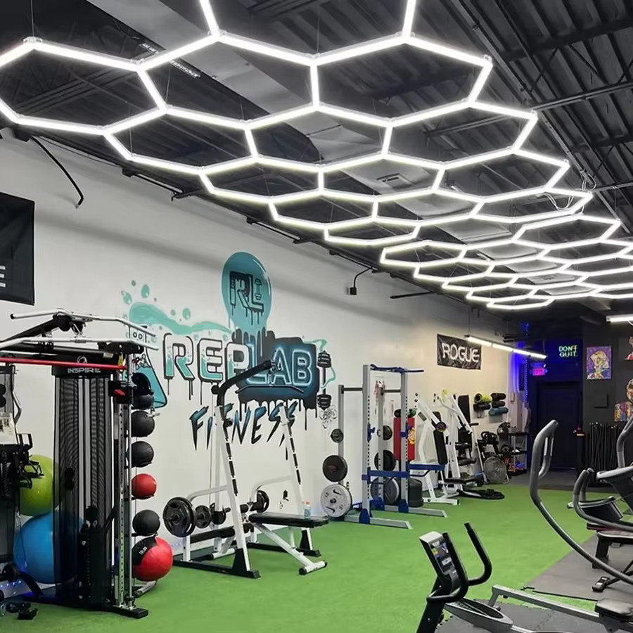 PIBAOGU LED Deckenbeleuchtung in Wabenform, sechseckige Garagenbeleuchtung in Weiß für Werkstatt, Friseursalon und Fitnessstudio - Bild 2