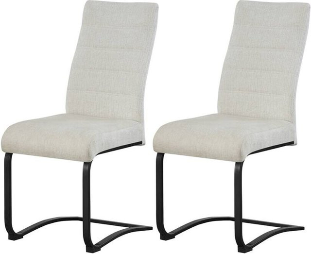 2er Set Schwingstühle LENI von xonox.home in Creme und Schwarz aus Webstoff, B/H/T: 43 x 98 x 59 cm - Bild 1