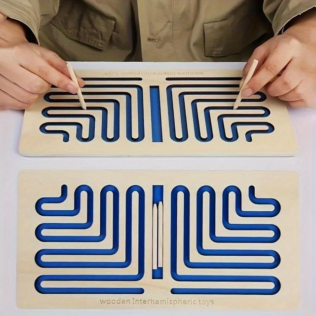 Yiran toy Linkes & Rechtes Gehirn Entwicklungsspielzeug Puzzle Holz, blau, 1-teiliges Set - Bild 1