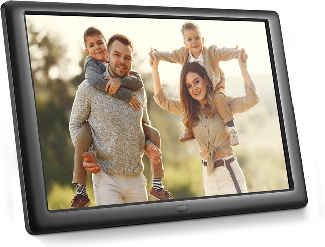 Rbefeuly Digitaler Bilderrahmen 10 Zoll in Schwarz mit IPS Display, hochauflösender elektronischer Fotorahmen für Fotos, Musik, Videos, Kalender und Alarm-Player - Bild 1