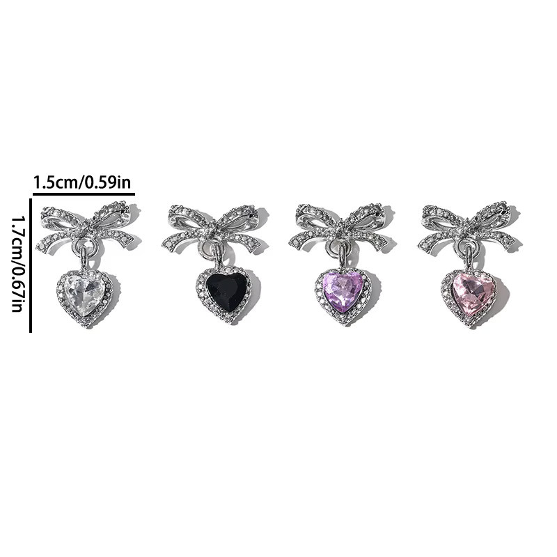 AQTOCNA Nail Art Charms Bogen 3D Legierung, Schwarz, Glänzend - Bild 2