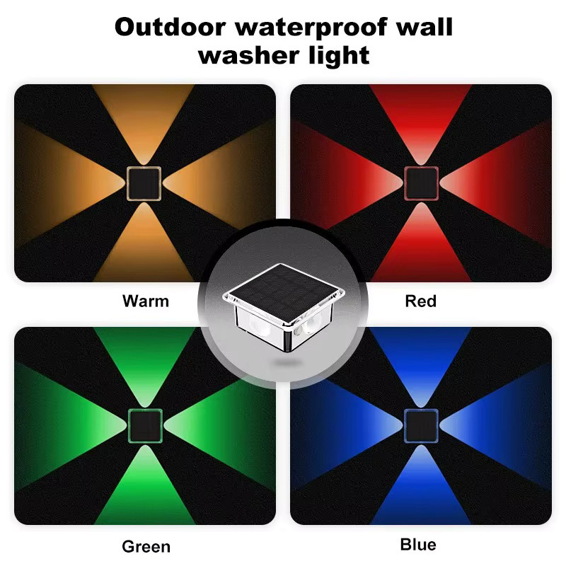 VENUSWING Solar-Wandleuchte RGB Mehrfarbig Schwarz IP65 Wasserdicht mit Up-Down Lichteffekt für Garten und Wege - Bild 4
