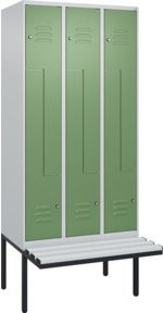 C+P Z-Spind Classic PLUS Sitzbank mit 6 Fächern und Zylinderschloss, auskragendes Design, Kunststoff-Sitzfläche, B/T/H: 212,0 x 90,0 x 81,5 cm - Bild 1
