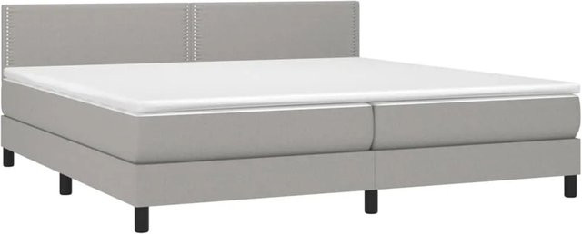 vidaXL Boxspringbett mit Matratze und LED-Unterbettbeleuchtung in Hellgrau, Hybridbett mit USB-Ladeport und Taschenfederkern, B/T/H: 200 x 200 x 78 cm - Bild 1