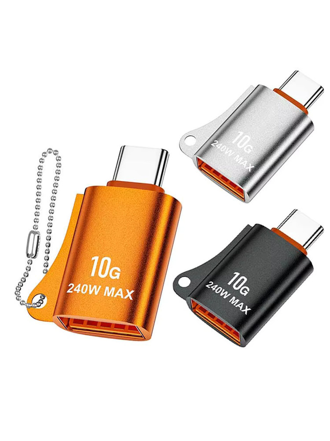 Nnbili USB-C auf USB-A und USB 3.0 Adapter in Orange mit bis zu 240W für iPhone 15 Plus, 15 Pro Max und MacBook - Bild 5
