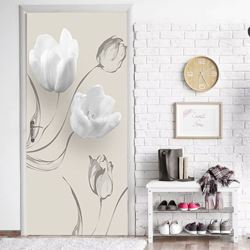 Dekorativer 3D Pfingstrose Wandaufkleber in Weiß für Tür und Schrank, selbstklebender floraler Wandsticker für moderne Dekoration - Bild 2
