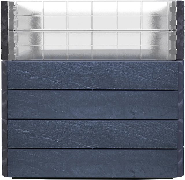 Garantia Hochbeet Ergo Quadro Turbo L in Stone mit 3D-Steinoptik, Farbe: Anthrazit/Grau, B/T/H: 80 x 80 x 75 cm - Bild 1