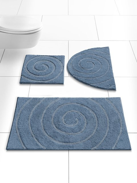 Badteppich Heine Home in Blau mit Grafikmuster aus 100% Baumwolle, geeignet für Fußbodenheizung - Bild 1