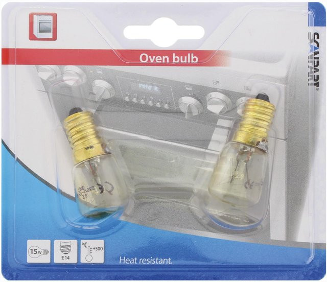 SCANPART Backofenlampe E14, 15 W, hitzebeständig bis 300 Grad, transparent, 2 Stück - Bild 1