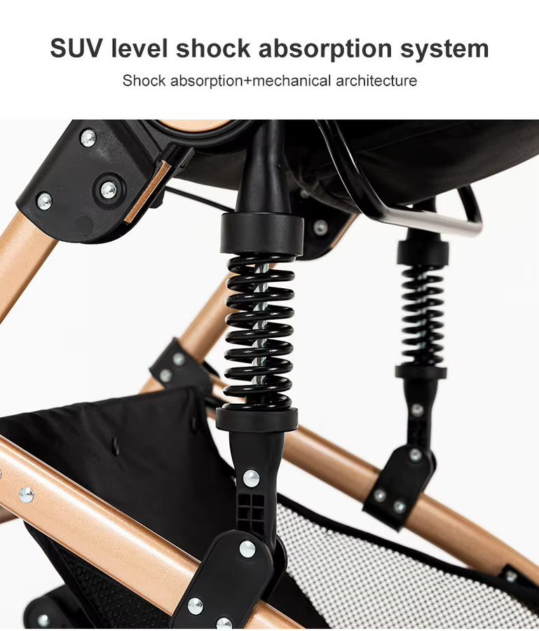 Prokoke 3-in-1 Baby-Kombikinderwagen Reisesystem mit Babyschale, Babywanne und Sport-Sitz in Grau-Schwarz mit Aluminiumrahmen und Stoßdämpfung - Bild 7