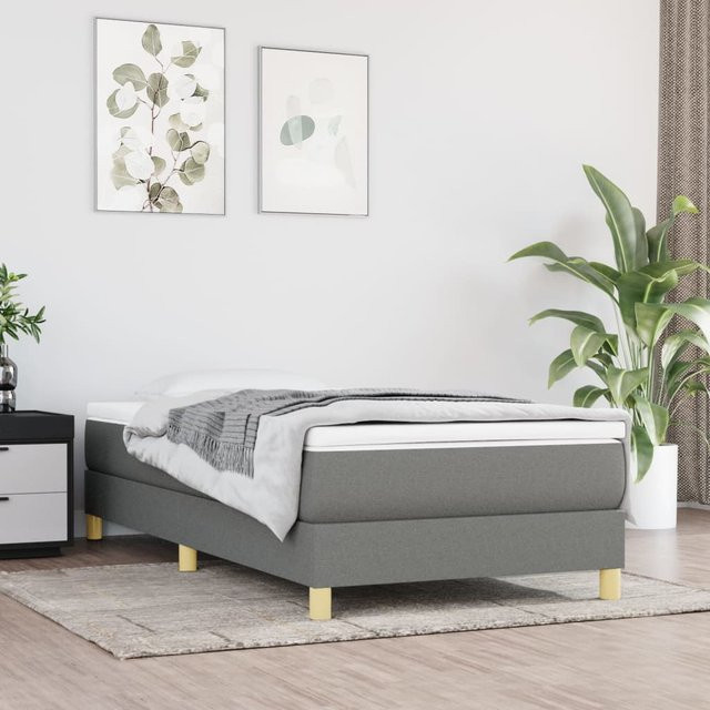vidaXL Boxspringbett Dunkelgrau mit Stoffbezug B/T/H: 90 x 200 x 25 cm - Bild 2