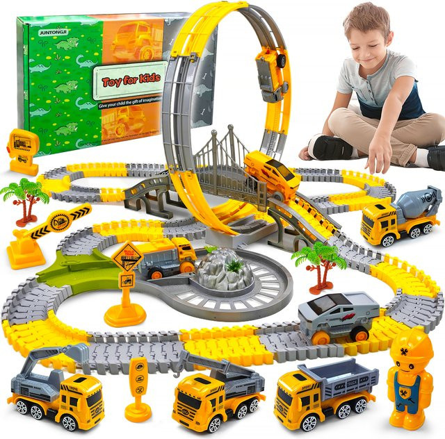 TONERJU Elektrisches Rennbahn-Set für Kinder mit 142 Teilen, motorisiertes Zugspielzeug in Mehrfarbig - Bild 1