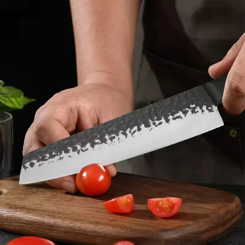GuanQi Professionelles Fleischbeil aus gehämmertem Edelstahl mit Holzgriff in Silber - Bild 4