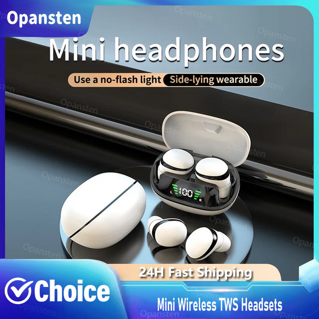 Opansten Mini TWS Bluetooth 5.3 Kopfhörer in Weiß mit Mikrofon und HiFi Musik-Funktion - Bild 1