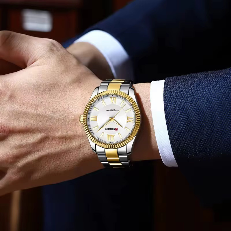 CURREN Armbanduhr, Quarz, Edelstahl, Herren, Weiß - Bild 2