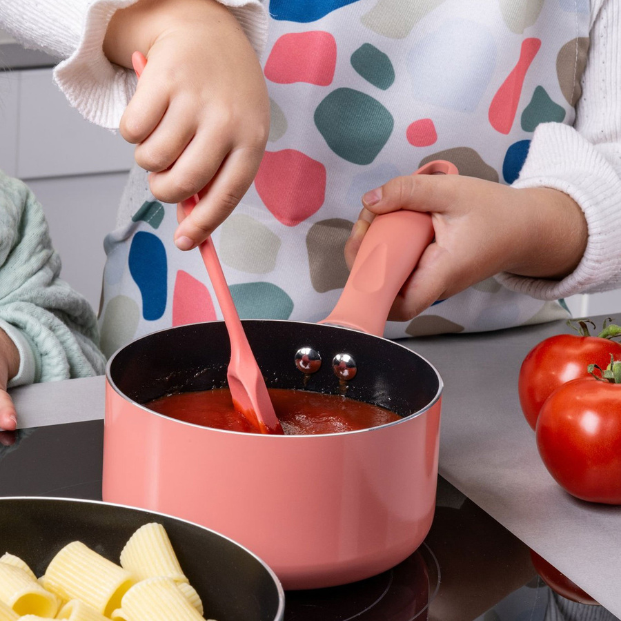 Fackelmann Mini Cooking Stielkasserolle aus Keramik und Aluminium, pink, Durchmesser: 14 cm - Bild 2