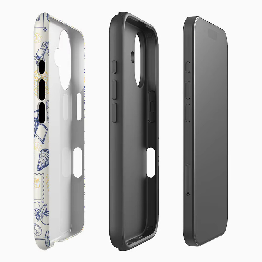 Seaside Elements Handyhülle für iPhone 17 16 15 14 13 12 Pro Max Plus in Blau Gelb mit doppelschichtiger Rückseite - Bild 2