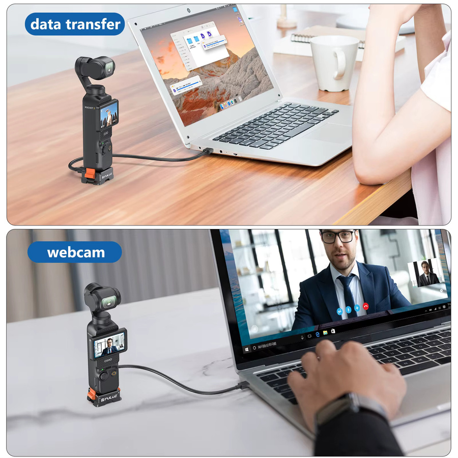 PULUZ Typ-C-Ladestation mit Schnellverschluss-Montageadapterbasis für DJI Osmo Pocket 3 in Schwarz - Bild 5