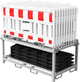 Schake Absperrschrankengitter Set 2 Typ RA2/B mit Lampenadapter in Rot/Weiß - Bild 1