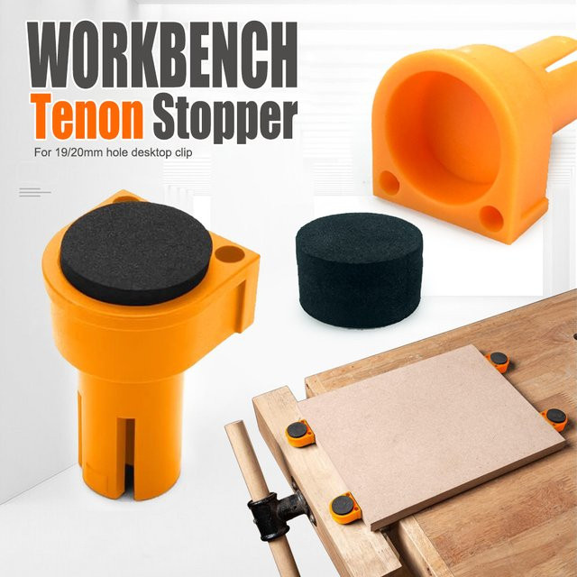 QDS Werkbank-Zapfenstopper Set aus Nylon und EVA-Gummi in Orange, 8 Stück für 19/20 mm Löcher - Bild 1