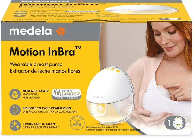 Medela Elektronische Milchpumpe Motion InBra tragbar in Weiß und Gelb - Bild 1