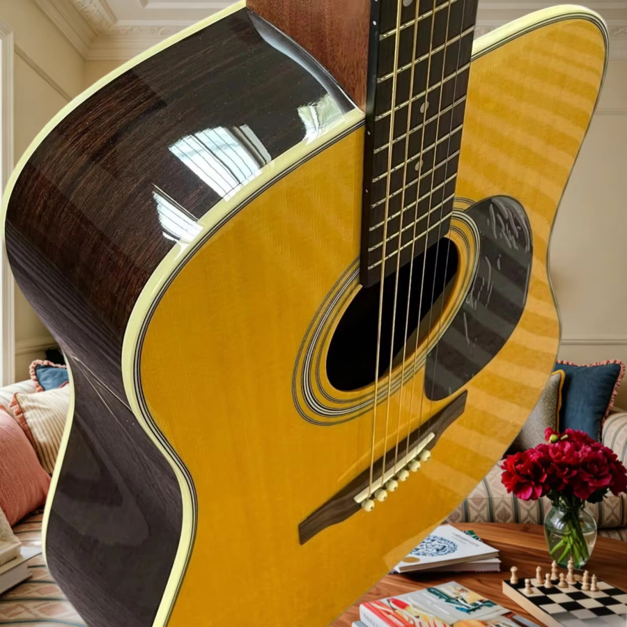 OUCEY Folk-Gitarre Gelbe Serie mit massiver Decke und Palisanderhals - Bild 3