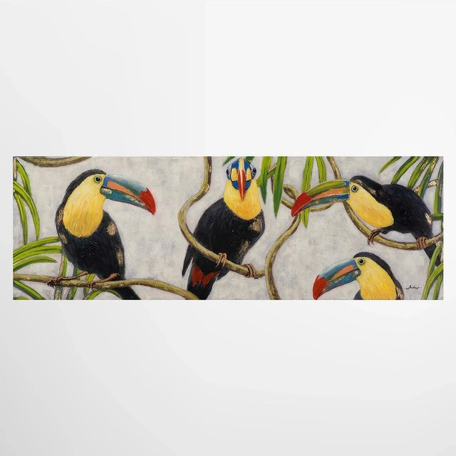 Art Universe Leinwandbild Farbenfrohe Tukane Modern Multicolor B: 50 cm, H: 150 cm - Bild 1