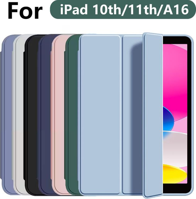 Chenxiaotong Schutzhülle für iPad 10. und 11. Generation mit dreifach faltbarem Ständer und weicher TPU-Rückseite sowie Auto-Wake/Sleep-Funktion in Weiß oder Blau - Bild 1