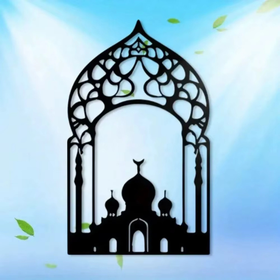 CIFBUY Vintage Islamische Metall-Wandkunst mit Moschee-Silhouette in Schwarz - Bild 2