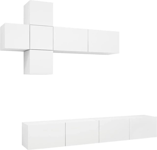 vidaXL 7-teiliges TV-Schrank-Set modern Weiß aus Holzwerkstoff, Wandmontage für das Wohnzimmer, 3 x B/T/H: 100 x 30 x 30 cm und 4 x B/T/H: 30,5 x 30 x 30 cm - Bild 1