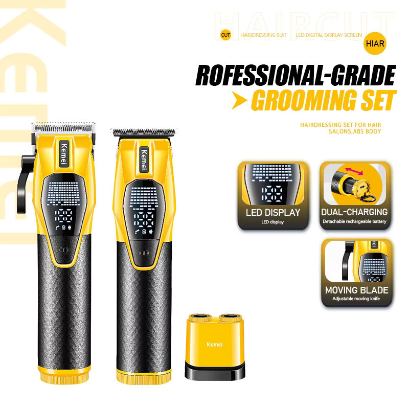 Kemei KM-8561 Herren-Haarschneidemaschine, Gelb - Bild 2