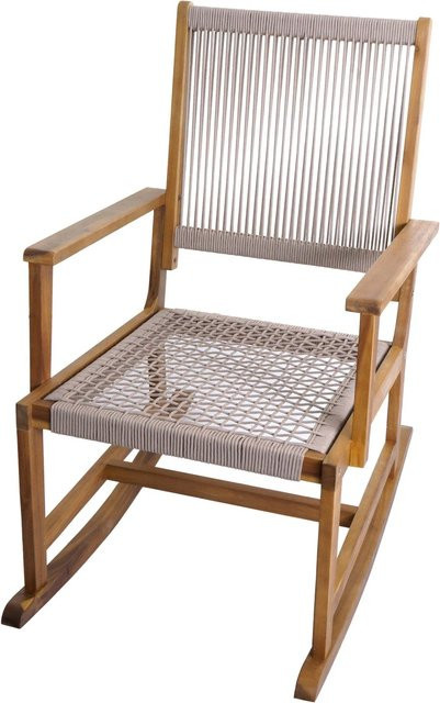 MCW Schaukelstuhl P73 aus Akazie Holz mit Rope Seilgeflecht in Beige - Bild 2