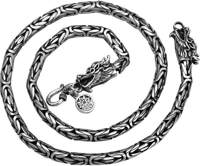 POMOiii Halskette 925 Silber, Drachen, 50 cm, Unisex - Bild 1