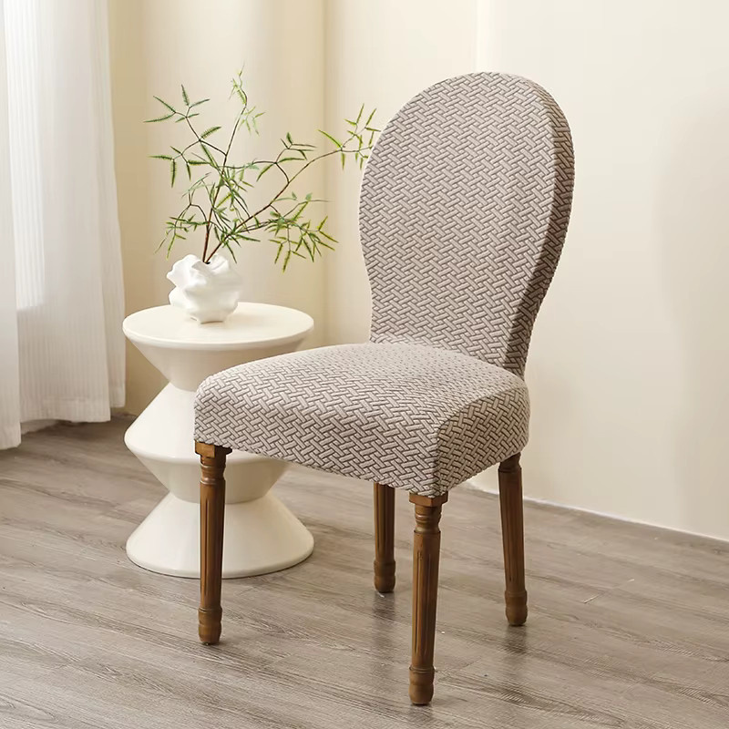 Yupartex Jacquard Stuhlbezug für Esszimmerstühle mit gebogener Rückenlehne, elastisch, Beige - Bild 4