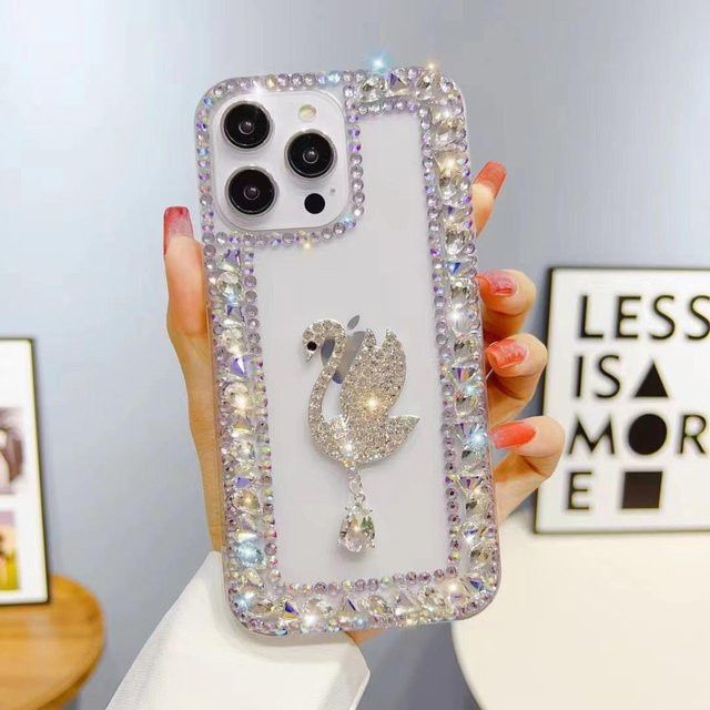 Luxuriöse Bling Strass Hülle in Weiß für Samsung Galaxy S24 S23 S22 S21 S20 Ultra S23 FE A55 A35 A25 A05 A53 A54 A52 A13 A14 A15 sowie Xiaomi Poco X6 5G mit Diamant-Design - Bild 1