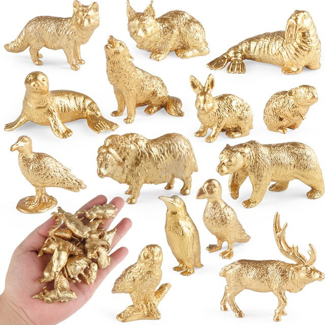 Oenux Mini Gold Wilde Tiere Bauernhof, Dinosaurier, Actionfiguren, Modellfiguren - Bild 1