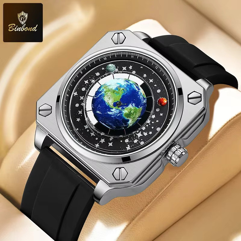 BINBOND Armbanduhr, Analoguhr, blau, Silikonband, Herren - Bild 3