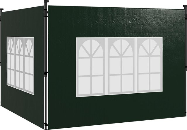 Outsunny 2er Set Seitenwände für Pavillon 3x3 m und 3x6 m, wasserdicht und winterfest mit Fenster, Dunkelgrün - Bild 1